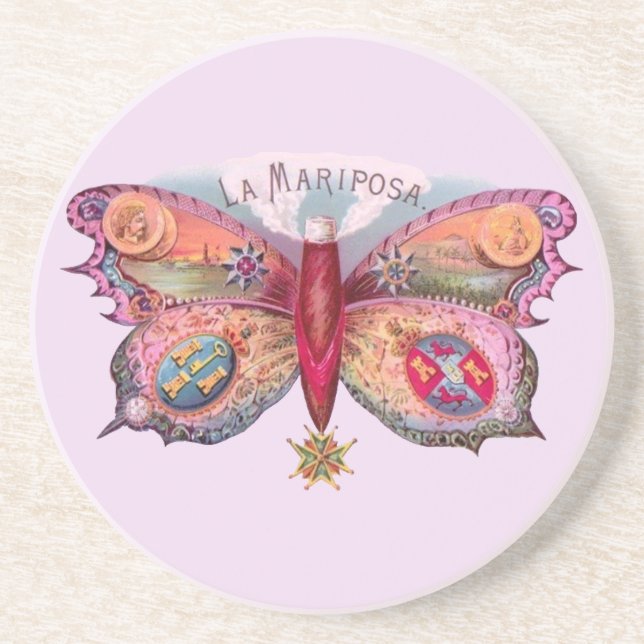 Butterfly Cigar Antique Painting Advertising Coaster (Front)