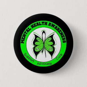 Butterfly Circle Mental Health Awareness 6 Cm Round Badge