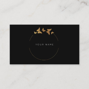 Butterfly Circles Golden Foil Black Vip Business Card