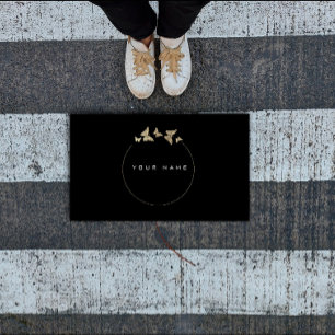 Butterfly Circles Golden Foil Black Vip Minimal Business Card