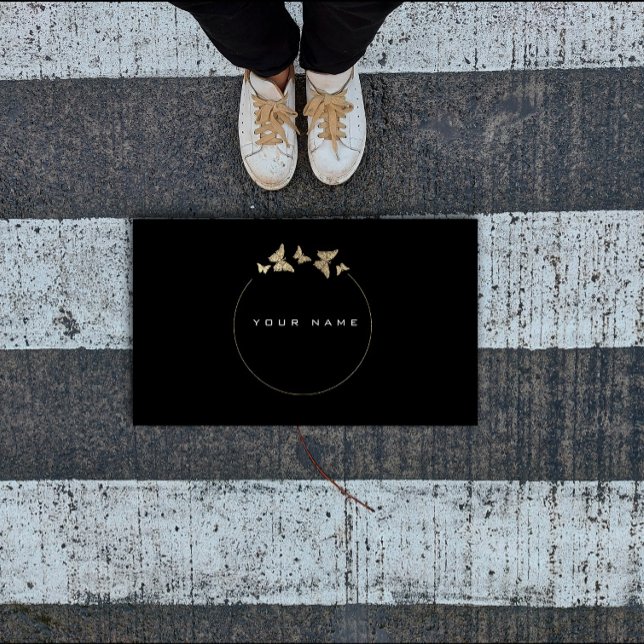 Butterfly Circles Golden Foil Black Vip Minimal Business Card (Butterfly Circles Golden Foil Black Vip Minimal Business Card)