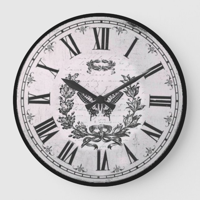 Butterfly Classic Retro Large Clock (Front)