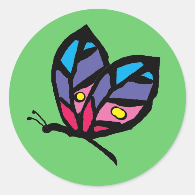 butterfly classic round sticker (Front)