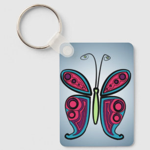 Butterfly Classic Round Sticker Ceramic Ornament Key Ring