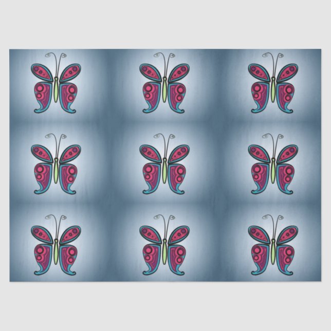 Butterfly Classic Round Sticker Table Number Tissue Paper (Front)