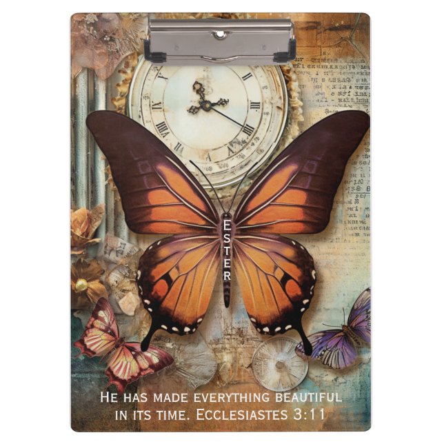 Butterfly Clock Clipboard Ecclesiastes 3:11  (Front)