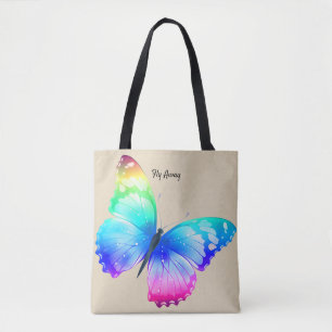 Butterfly Cloth Tote Market Bag Personalise Name
