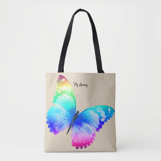 Butterfly Cloth Tote Market Bag Personalise Name (Front)