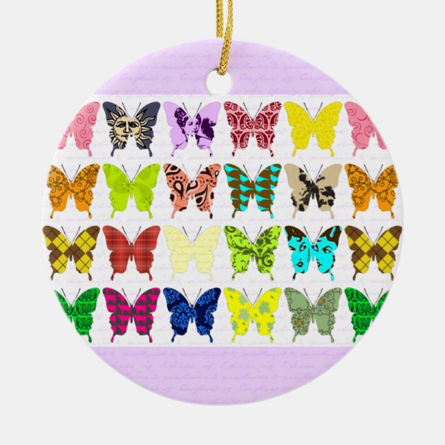 Butterfly Collage Ceramic Tree Decoration (Front)