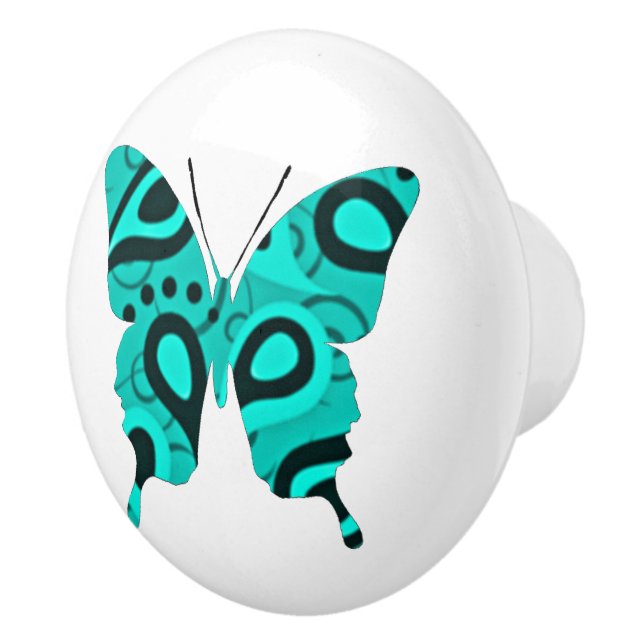 Butterfly Collage Paisley Ceramic Knob (Right)