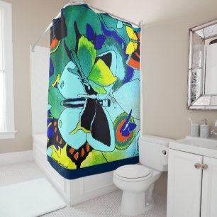 Butterfly Collage Photo Printed Bathroom Shower Curtain