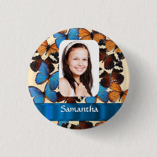 Butterfly collage photo template 3 cm round badge