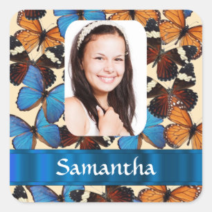 Butterfly collage photo template square sticker