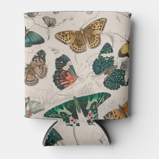 Butterfly Collection Antique Butterflies Can Cooler (Front)