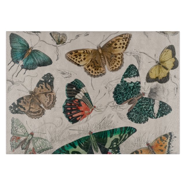 Butterfly Collection Antique Butterflies Cutting Board (Front)