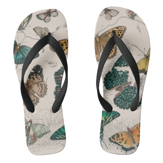 Butterfly Collection Antique Butterflies Flip Flops (Footbed)