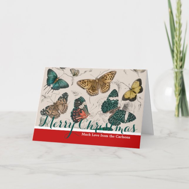 Butterfly Collection Antique Butterflies Holiday Card (Front)