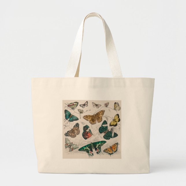 Butterfly Collection Antique Butterflies Large Tote Bag (Front)