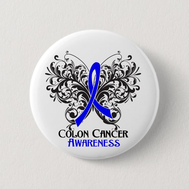 Butterfly Colon Cancer Awareness 6 Cm Round Badge (Front)