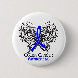 Butterfly Colon Cancer Awareness 6 Cm Round Badge