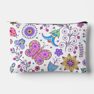 Butterfly Colorful And Flower Cute   Accessory Pouch