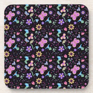 Butterfly Colourful And Flower Cute Coaster