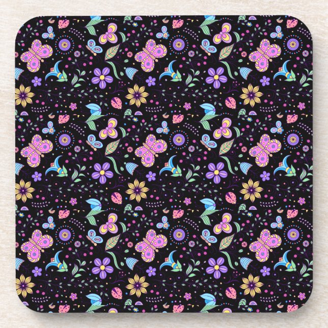 Butterfly Colourful And Flower Cute     Coaster (Front)