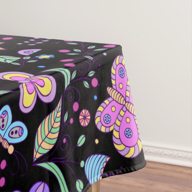 Butterfly Colourful And Flower Cute      Tablecloth (In Situ)