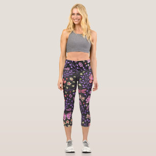 Butterfly Colourful And Flowers Rose cute   Capri Leggings
