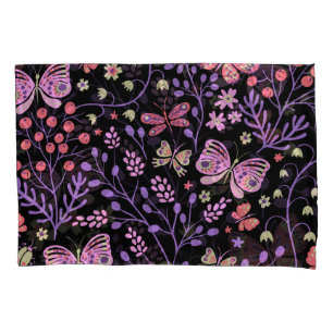 Butterfly Colourful And Flowers Rose cute    Pillowcase