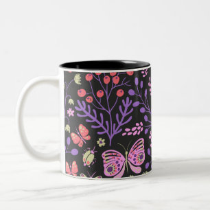 Butterfly Colourful And Flowers Rose cute Two-Tone Coffee Mug