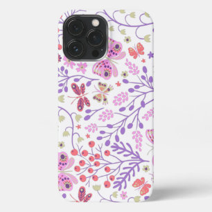Butterfly Colourful And Flowers Rose iPhone 13 Pro Max Case