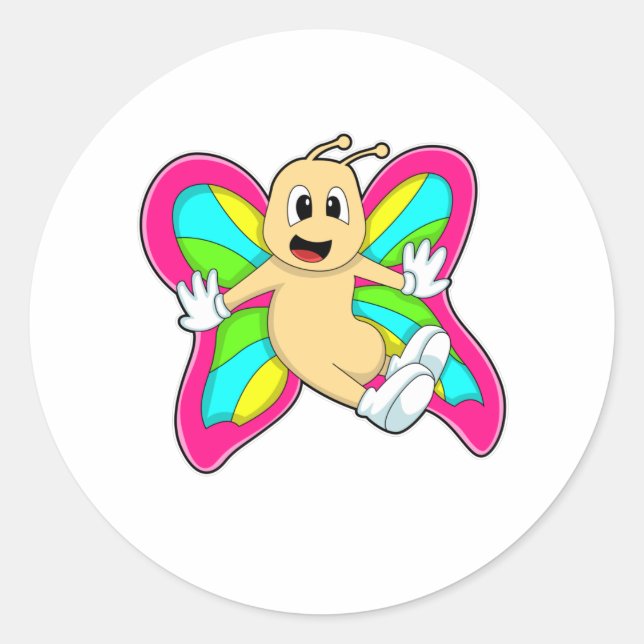 Butterfly colourful classic round sticker (Front)