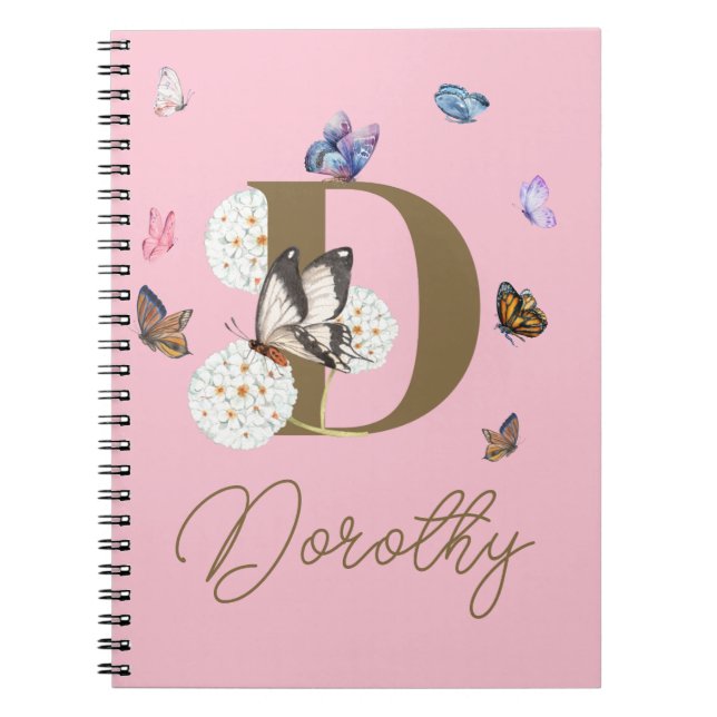 Butterfly Colourful Floral Personalised Gift Notebook (Front)