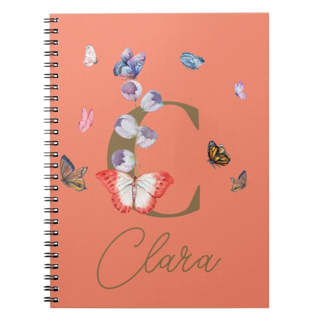 Butterfly Colourful Floral Personalised Gift Notebook (Front)