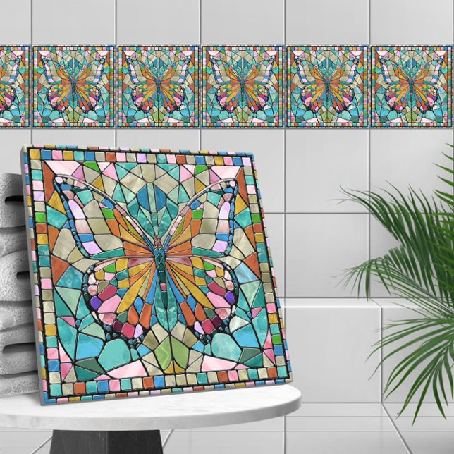 Butterfly - colourful mosaic art tile (Creator Uploaded)