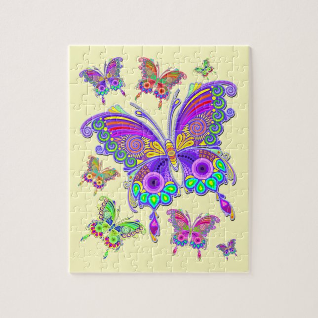 Butterfly Colourful Tattoo Style Jigsaw Puzzle (Vertical)