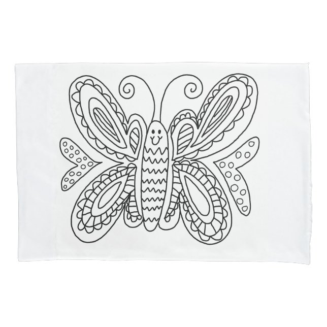 Butterfly Colouring DIY Doodle Pillowcase (Front)