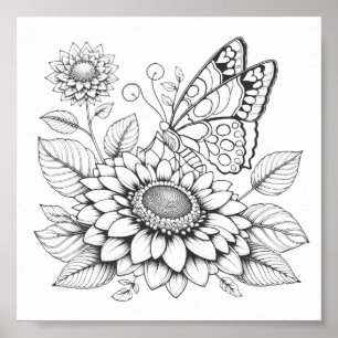 Butterfly Colouring Pages For Adults Poster