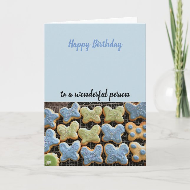 Butterfly Cookies Birthday Wishes Card (Front)