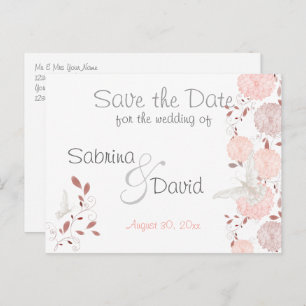 Butterfly Coral Chrysanthemum Save the Date Announcement Postcard