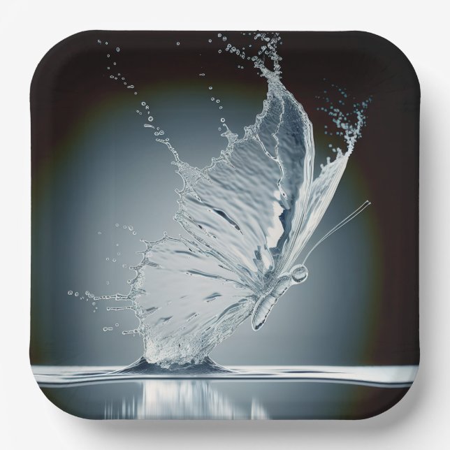 Butterfly Creating a Water Splash Paper Plate (Front)