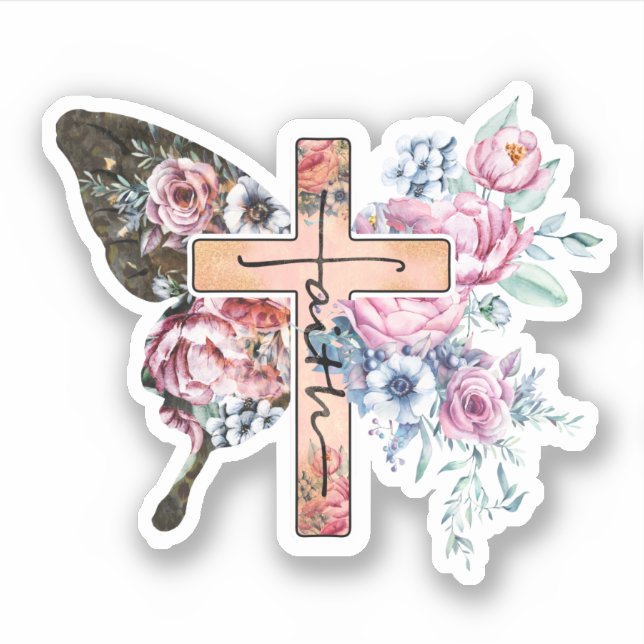 Butterfly Cross Faith floral (Front)