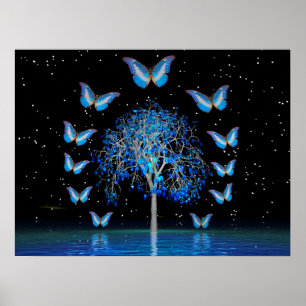 Butterfly Crystal Tree Poster