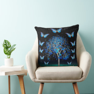 Butterfly Crystal Tree Throw Pillow