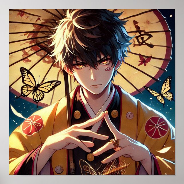 Butterfly Curse: Flame-Eyed Warrior Anime Poster (Front)