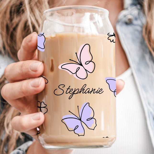 Butterfly Custom Name Can Glass (Creator Uploaded)
