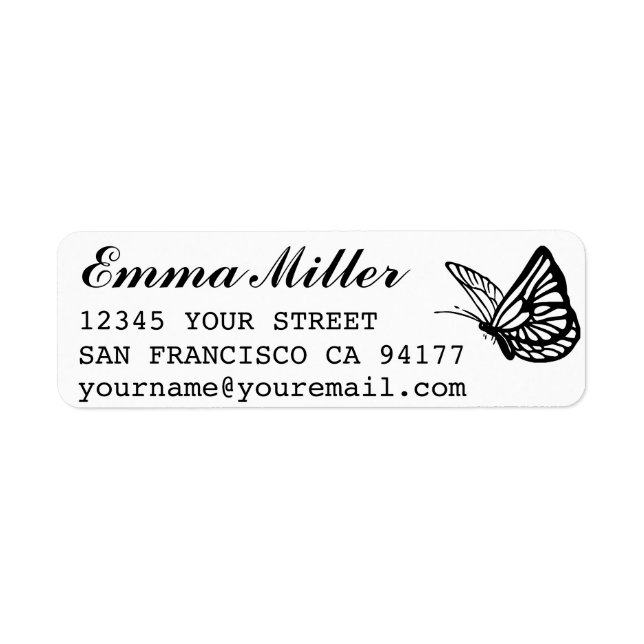 Butterfly Custom Name Return Address (Front)