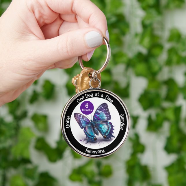 Butterfly Custom Sobriety Gift - Clean Gift Key Ring (Hand)