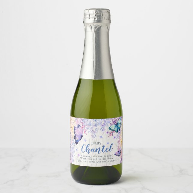 Butterfly Customised Mini Wine Sparkling Wine Labe Label (Front)